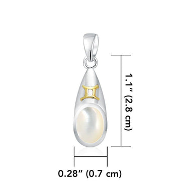 Gemini Zodiac Sign Silver and Gold Pendant MPD848 - Jewelry